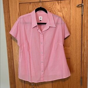 Cabi Pip Pink Short Sleeve Button-Up Shirt